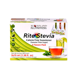 Rite Stevia Liquid Drops Multi-Flavor Combo Pack B : Vanilla, Caramel & Plain
