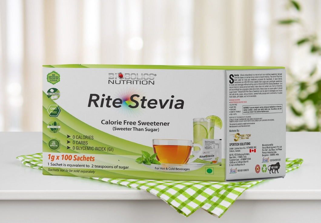 Rite Stevia Packets 100 Count 1g Sachets